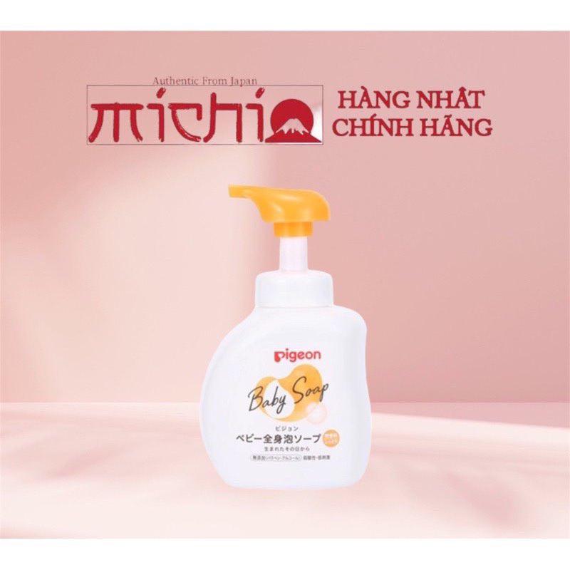 Sữa tắm gội dưỡng ẩm trẻ sơ sinh Pigeon hương cam Chai 500ml Nhật Bản