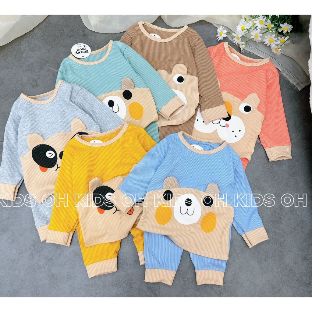 Bộ len tăm dài tay thu đông cho bé trai be sgasi 7-15kg