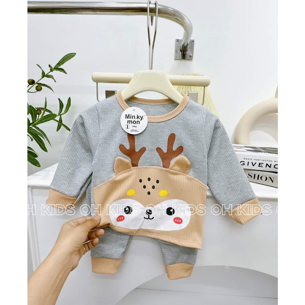 Bộ len tăm dài tay thu đông cho bé trai be sgasi 7-15kg