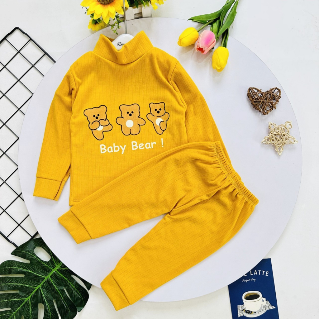 Bộ dài tay bé trai, bô dài tay bé gái _ bộ len gân in hình cho bé 6-14kg