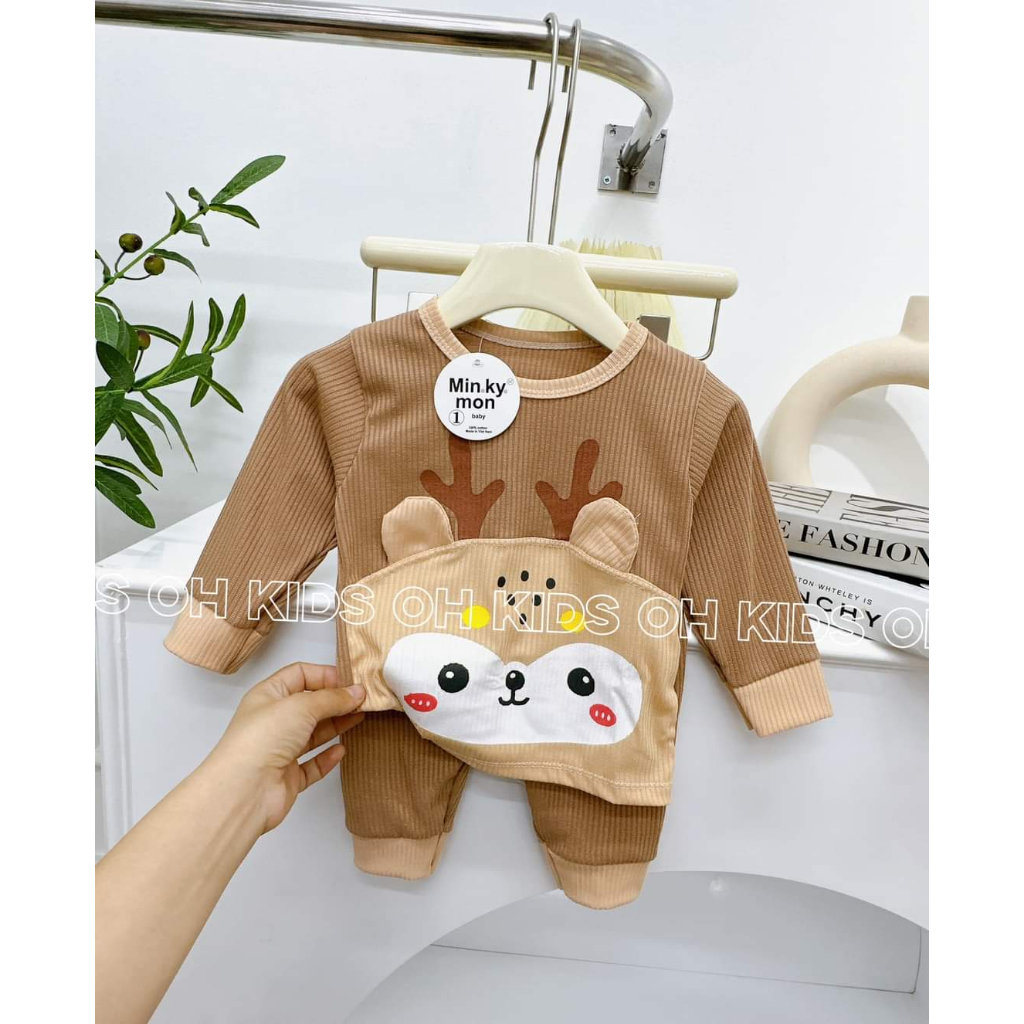 Bộ len tăm dài tay thu đông cho bé trai be sgasi 7-15kg