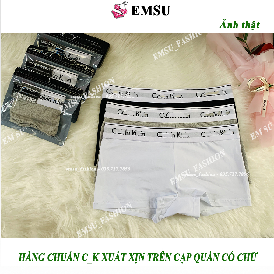 Combo 3 Quần lót đùi boxer CK nữ cotton co dãn, quần sịp đùi nữ thể thao cao cấp