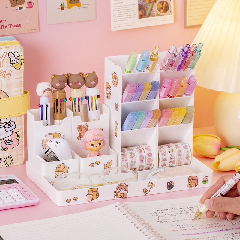 MVP3379 Kệ đựng bút 5 món để bàn kích thước lớn văn phòng phẩm tặng kèm miếng dán