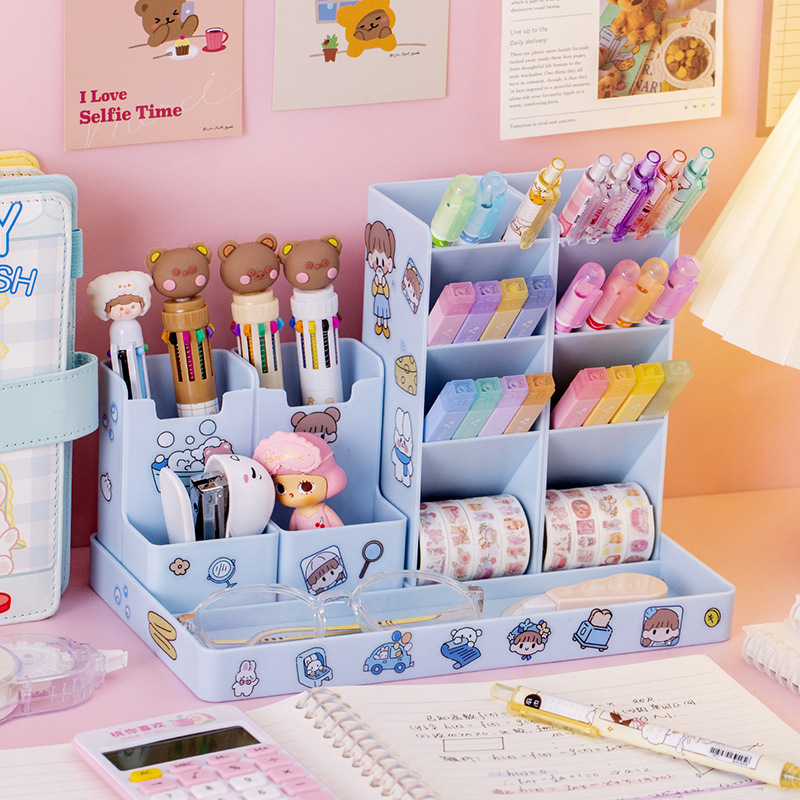 MVP3379 Kệ đựng bút 5 món để bàn kích thước lớn văn phòng phẩm tặng kèm miếng dán