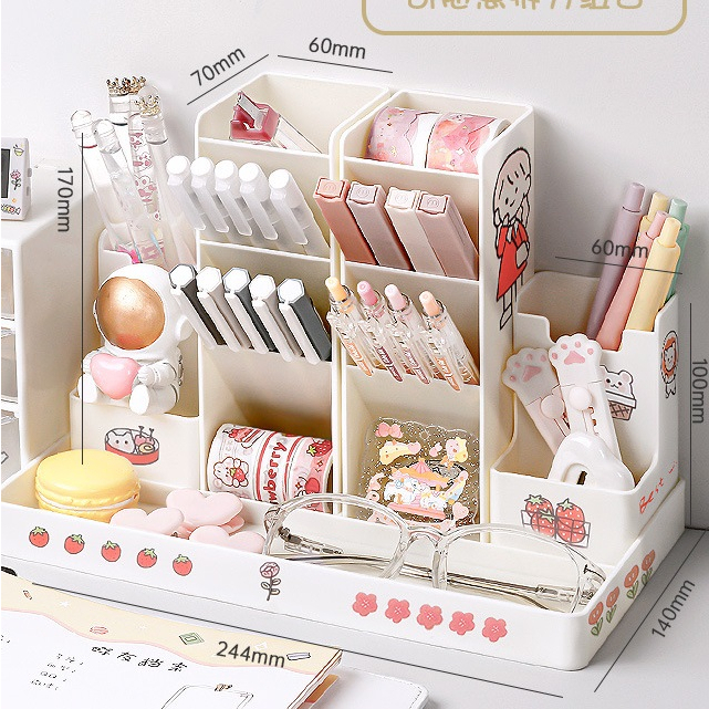 MVP3379 Kệ đựng bút 5 món để bàn kích thước lớn văn phòng phẩm tặng kèm miếng dán