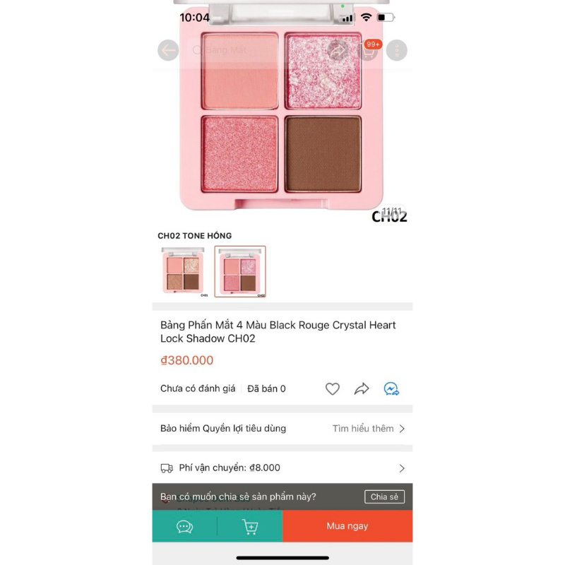 Phấn Mắt Khóa Màu Black Rouge Crystal Heart Lock Shadow