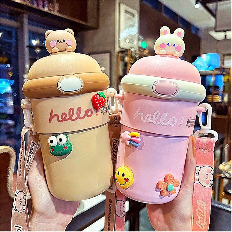 Bình nước hello cute phong cách Hàn quốc giữ nhiệt 500ml, bình nước xinh xắn cho bạn gái