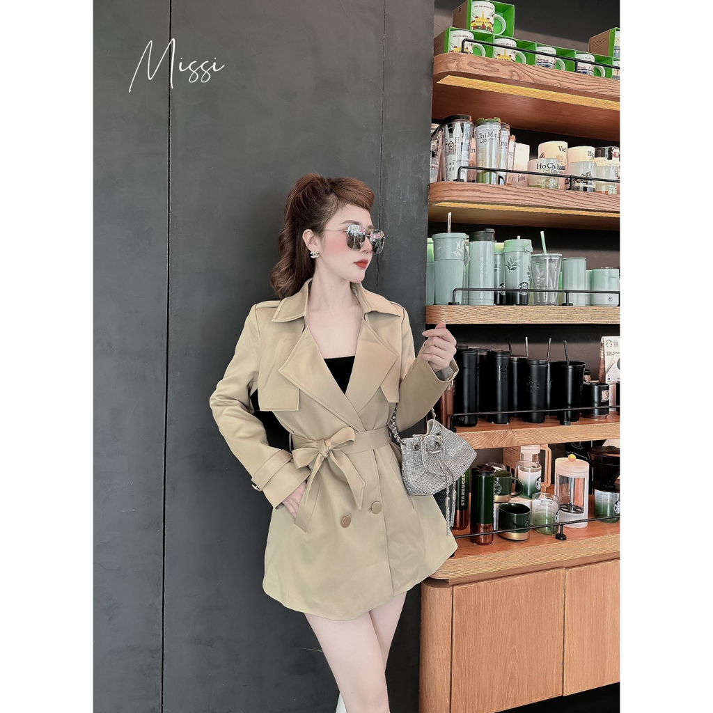 Áo khoác măng tô dáng vừa kèm đai hàng QC cao cấp Siêu cá tính cho chị em.