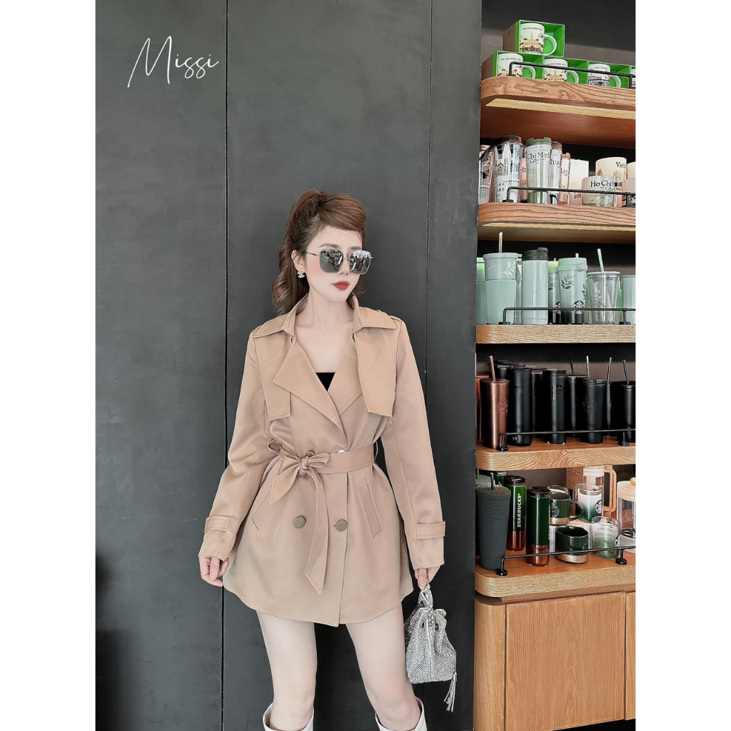 Áo khoác măng tô dáng vừa kèm đai hàng QC cao cấp Siêu cá tính cho chị em.