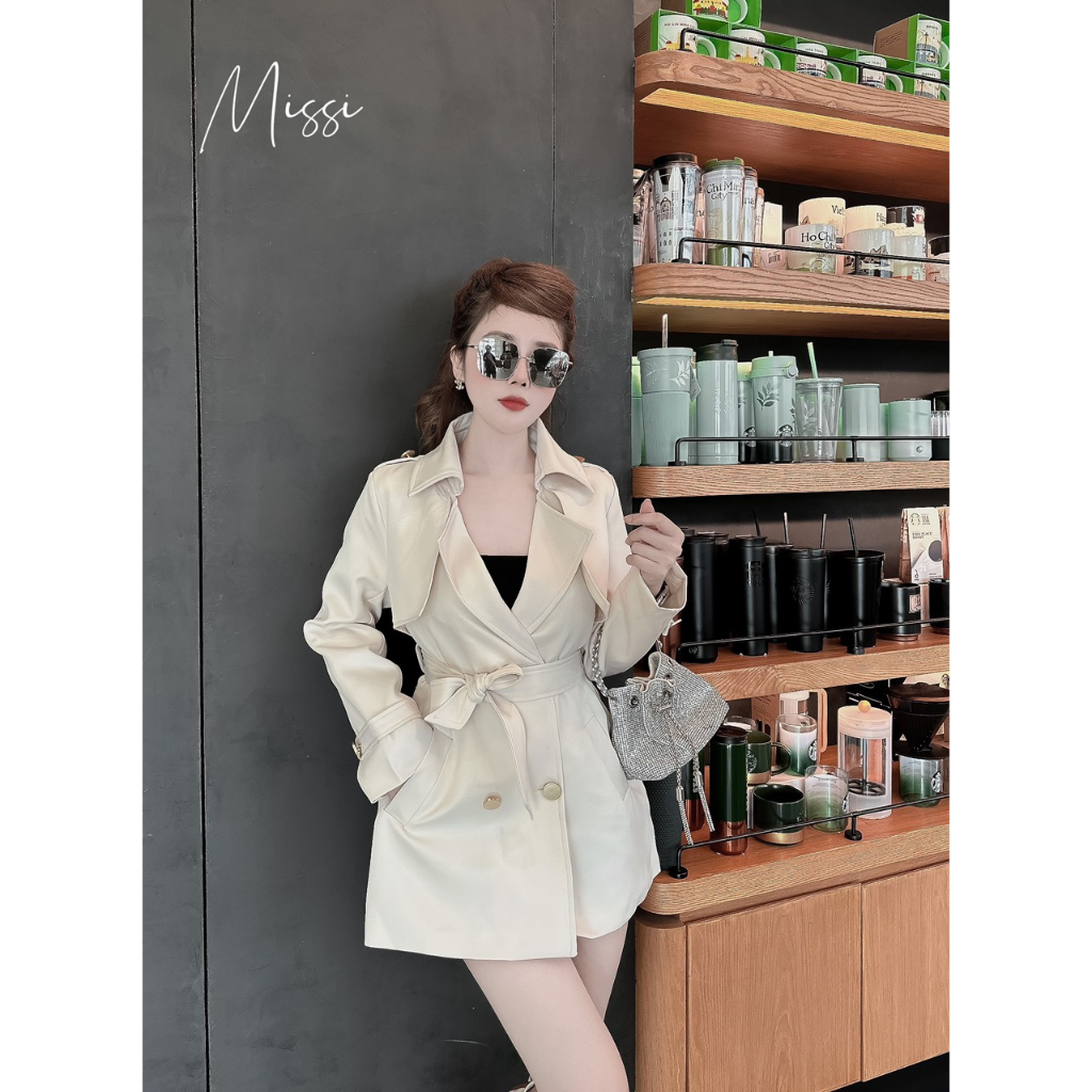 Áo khoác măng tô dáng vừa kèm đai hàng QC cao cấp Siêu cá tính cho chị em.