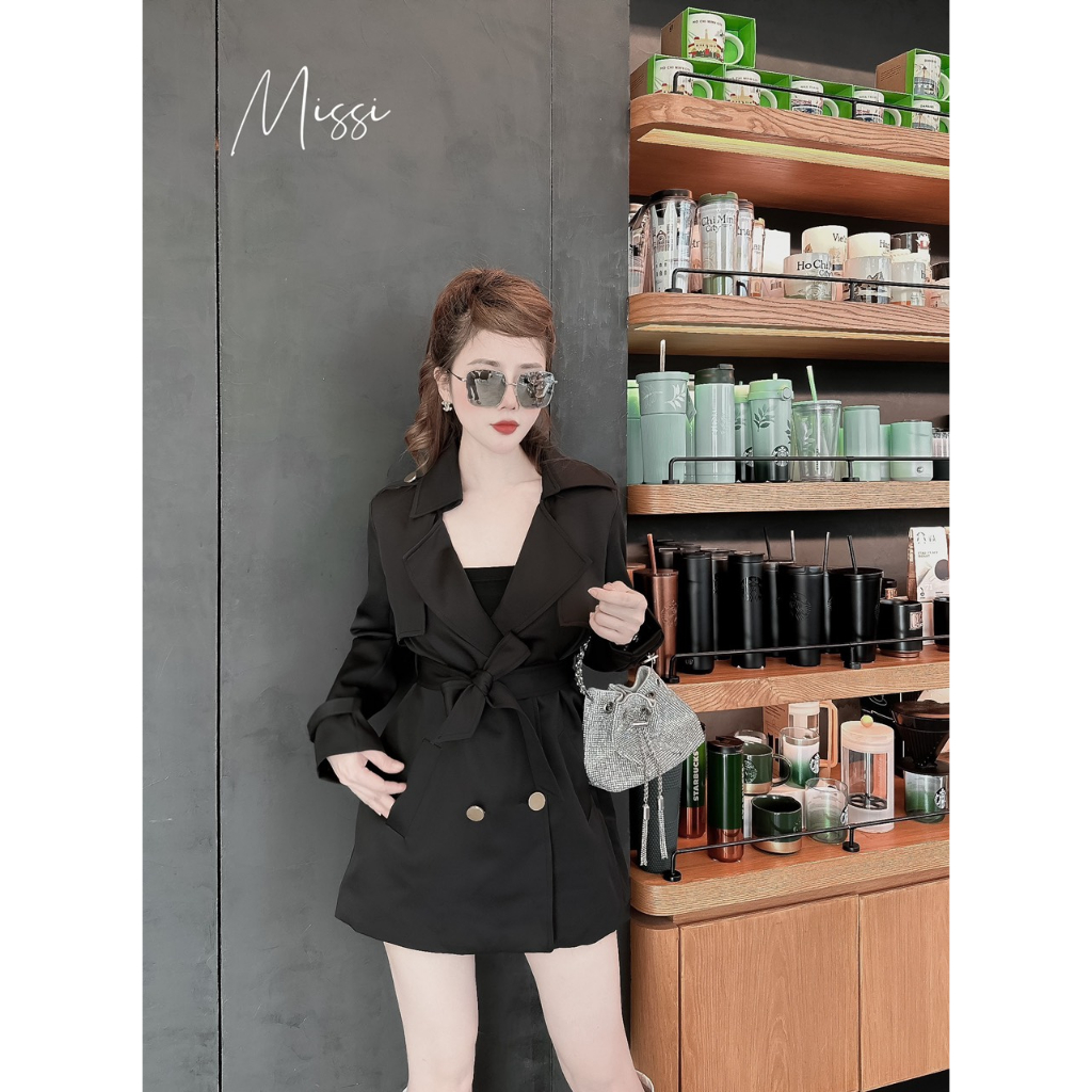 Áo khoác măng tô dáng vừa kèm đai hàng QC cao cấp Siêu cá tính cho chị em.