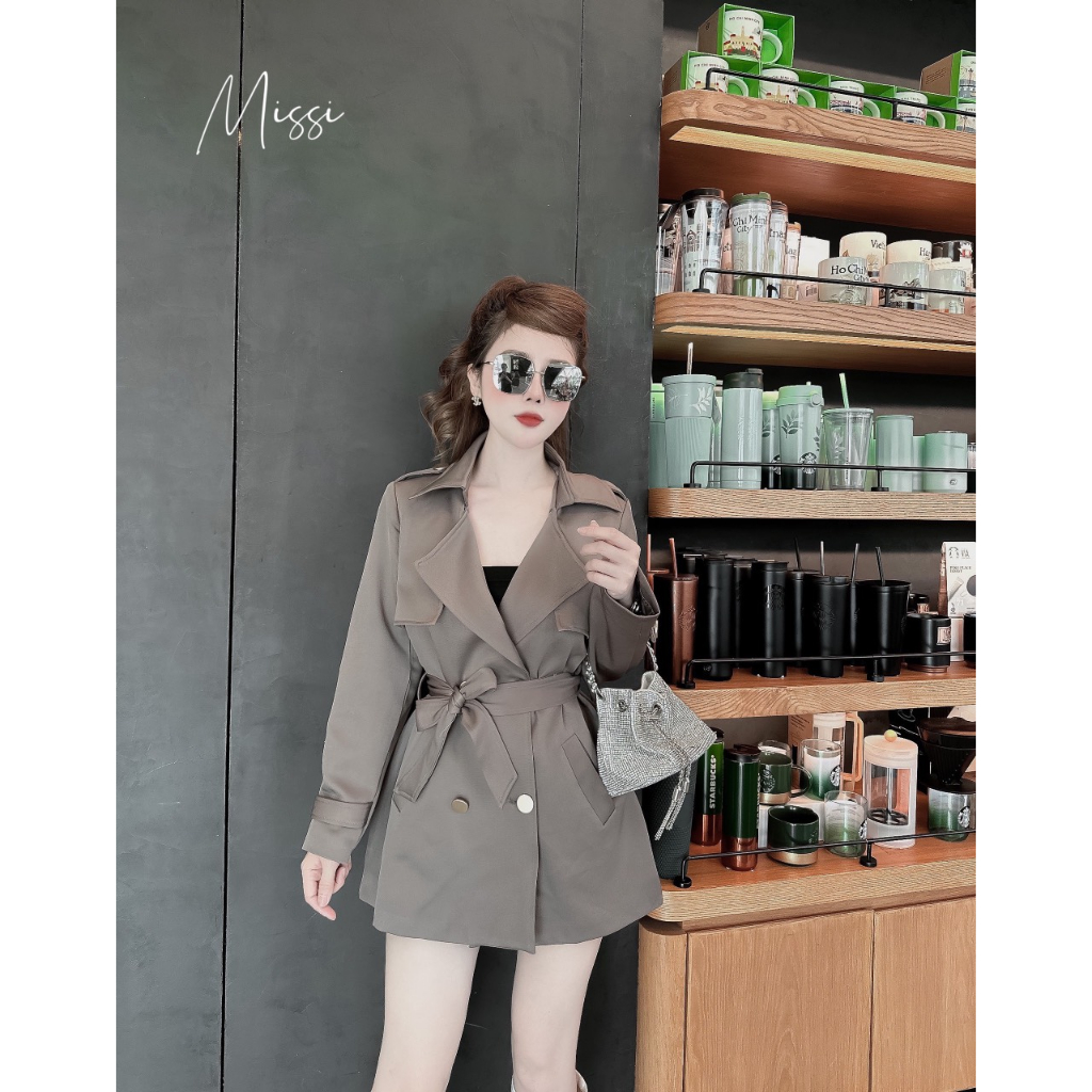 Áo khoác măng tô dáng vừa kèm đai hàng QC cao cấp Siêu cá tính cho chị em.