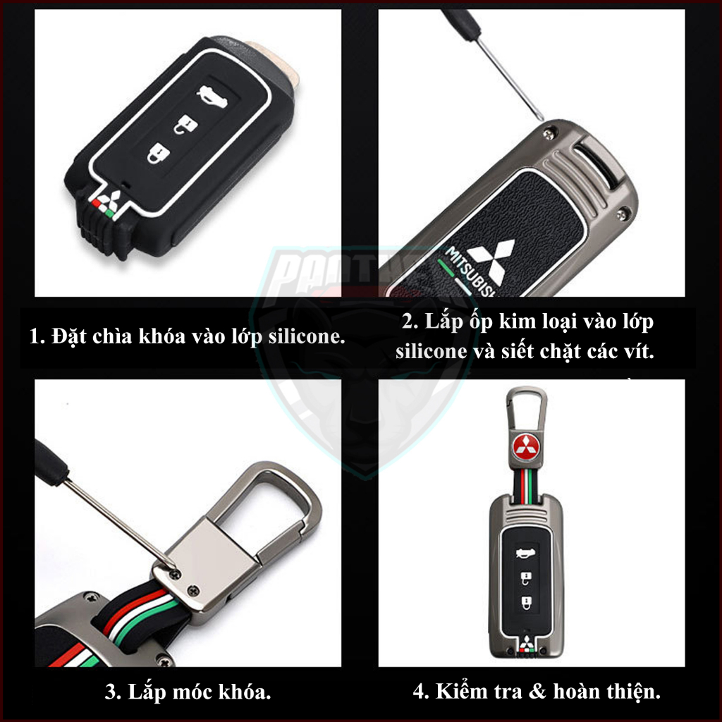 Ốp Chìa Khóa Xe Mitsubishi Xpander, Outlander, Attrage Pajero Sport Mirage, Triton Họa Tiết Cờ Ý Sang Trọng