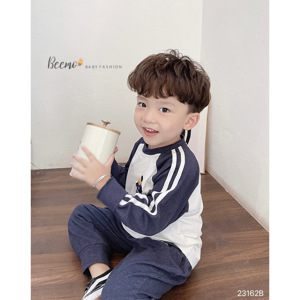 Bộ thể thao dài tay in Gấu cho bé trai Beemo,Chất liệu cotton co giãn, mềm mại, con mặc siêu thoải mái B376