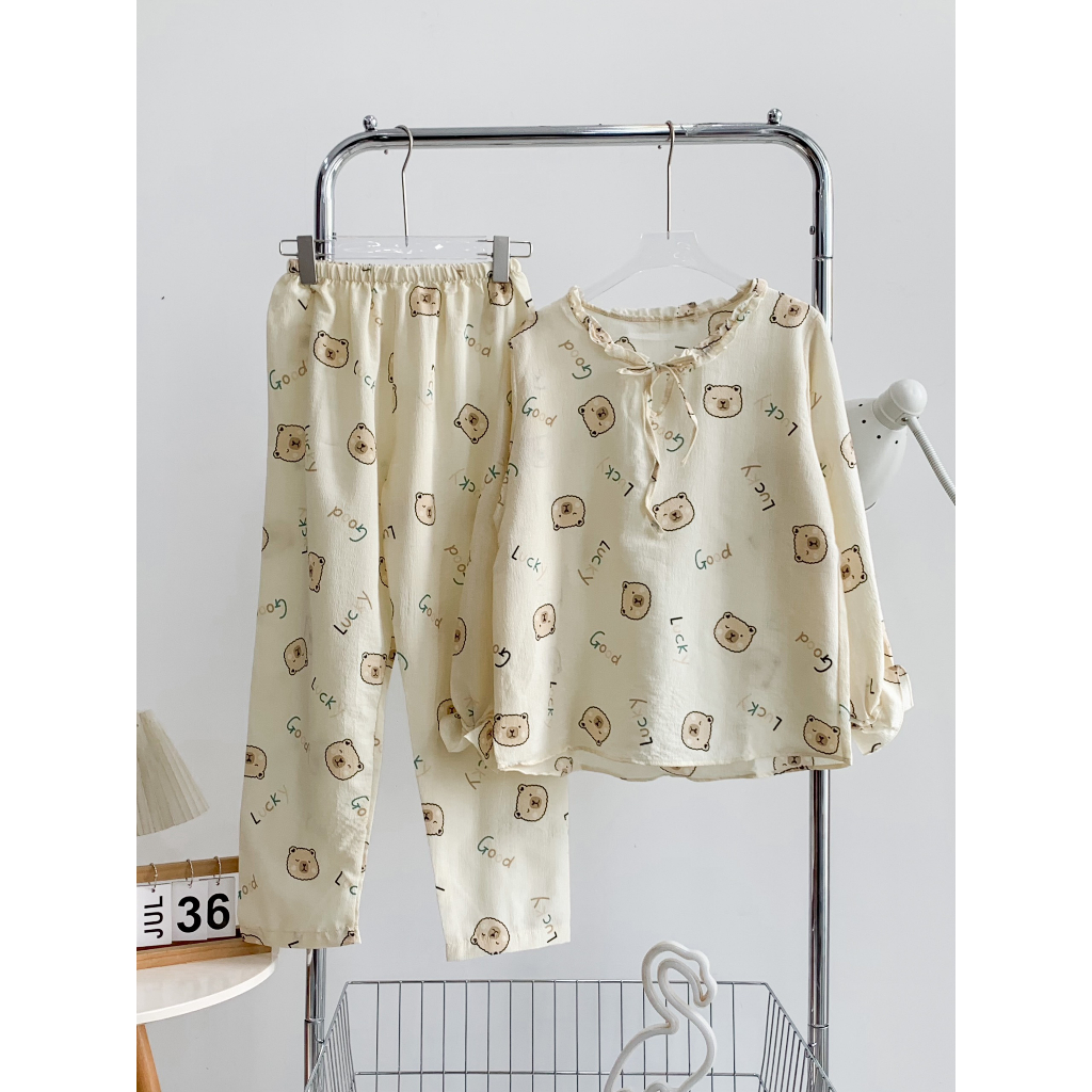 TỔNG HỢP CÁC MẪU BỘ NGỦ DÀI HỌA TIẾT DỄ THƯƠNG Ảnh thật/sẵn