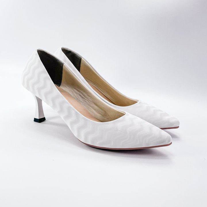 Giày Cao Gót Chính Hãng 2Tfashion Feet, Da 3D Hình Sóng,Mũi Nhọn, Gót 7 Phân, -BĐG0018