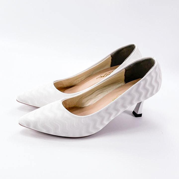 Giày Cao Gót Chính Hãng 2Tfashion Feet, Da 3D Hình Sóng,Mũi Nhọn, Gót 7 Phân, -BĐG0018