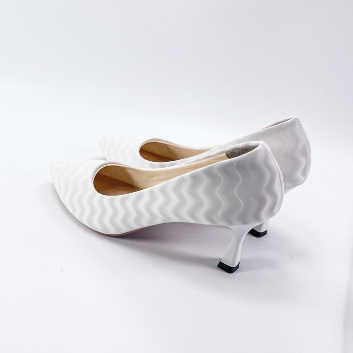 Giày Cao Gót Chính Hãng 2Tfashion Feet, Da 3D Hình Sóng,Mũi Nhọn, Gót 7 Phân, -BĐG0018