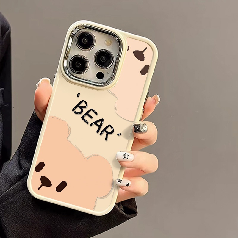 Ốp Điện Thoại iphone camera bạc hình gấu Bear cute Silicon Dẻo cạnh vuông IP 14 13 12 11 Pro Plus Max 6 7 8 sg036