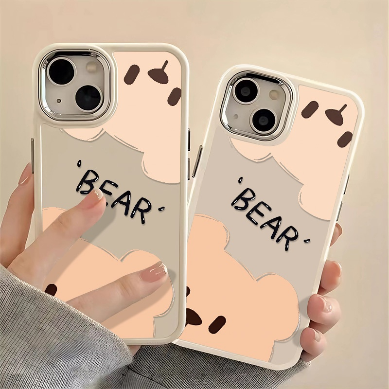 Ốp Điện Thoại iphone camera bạc hình gấu Bear cute Silicon Dẻo cạnh vuông IP 14 13 12 11 Pro Plus Max 6 7 8 sg036