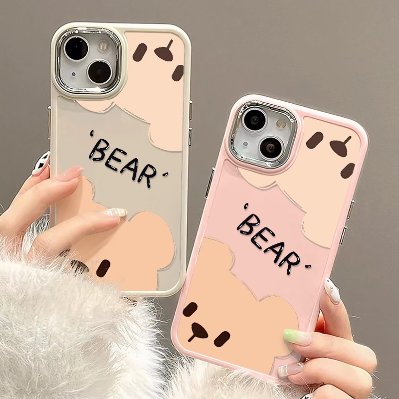 Ốp Điện Thoại iphone camera bạc hình gấu Bear cute Silicon Dẻo cạnh vuông IP 14 13 12 11 Pro Plus Max 6 7 8 sg036