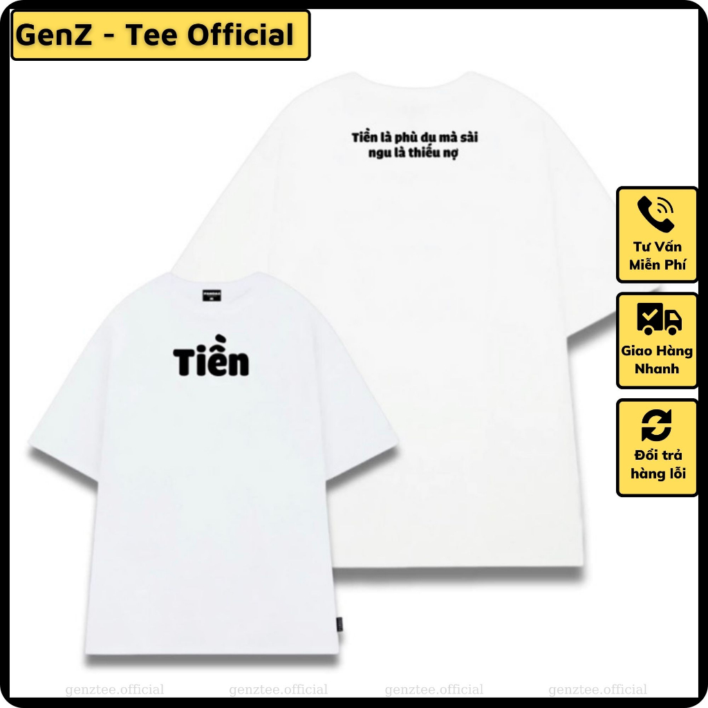 Áo thun TIỀN LÀ PHÙ DU mặc phong cách trẻ trung, vải cao cấp nam nữ mặc form cực đẹp