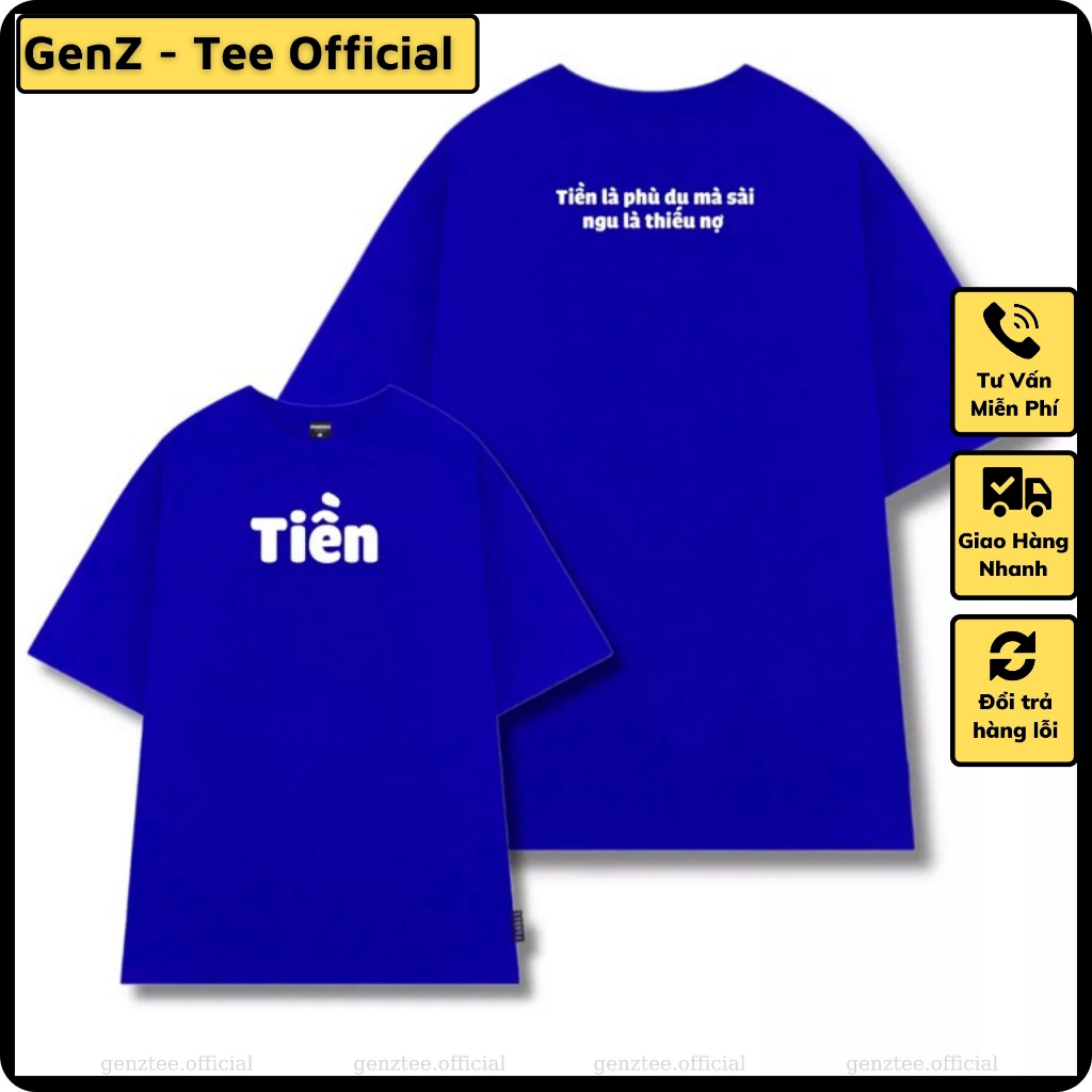 Áo thun TIỀN LÀ PHÙ DU mặc phong cách trẻ trung, vải cao cấp nam nữ mặc form cực đẹp