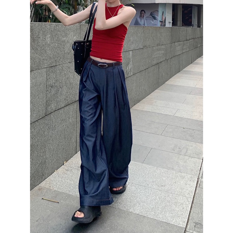 Quần denim vintage ống siêu rộng