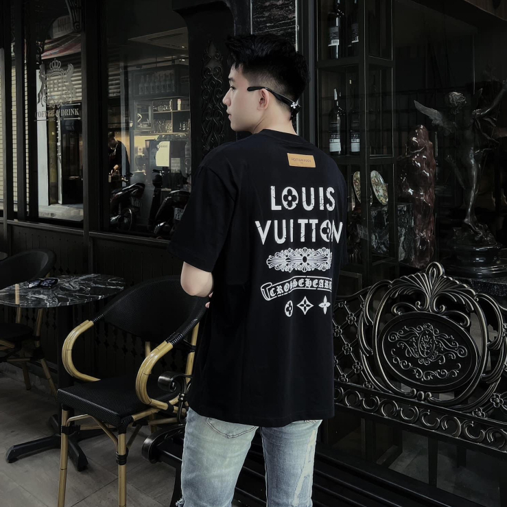 Áo thun form rộng Lo.uis Vui.ton-Chr.ome Hearts LV in họa tiết 2 mặt đẹp sang T-MEN