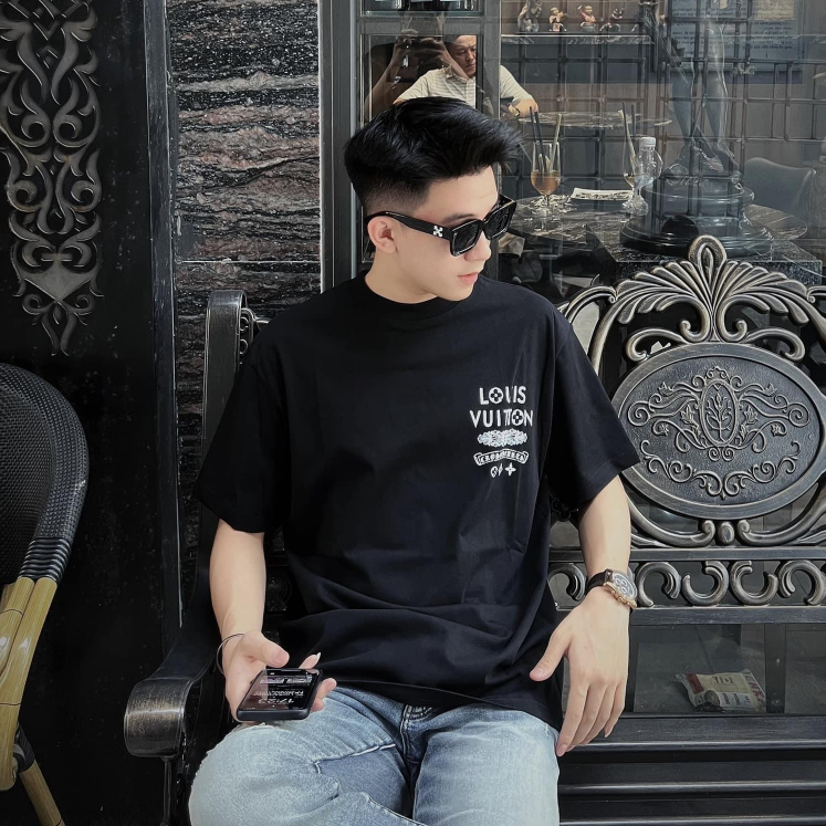Áo thun form rộng Lo.uis Vui.ton-Chr.ome Hearts LV in họa tiết 2 mặt đẹp sang T-MEN