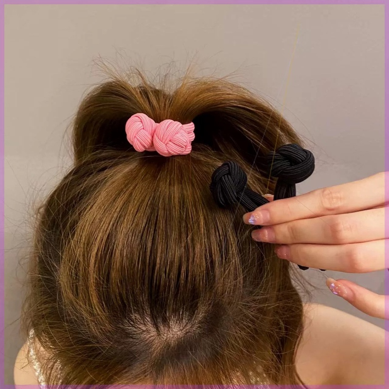 MVP3391 Dây Cột Tóc Cao Su Co Giãn Màu Đen / Hồng Xinh Xắn Thời Trang Mùa Hè Cho Nữ