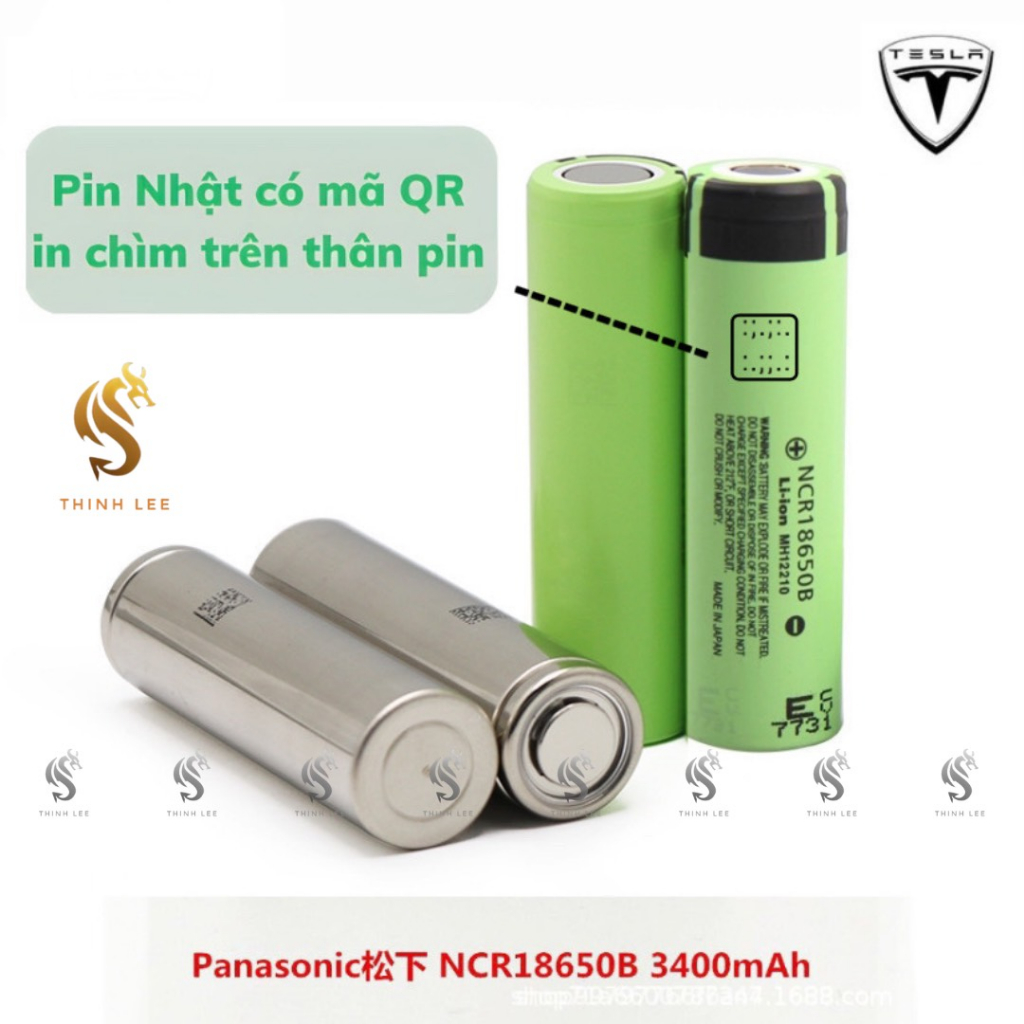 Pin Lithium Li-ion 18650 Panasonic có mã QR code 3400mAh Nhật, có mạch bảo vệ