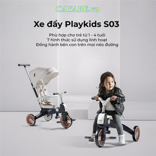 Xe đạp 3 bánh cho bé có cần đẩy, 2 chiều/ xe chòi chân/ xe cân bằng trẻ em Playkids S03 siêu nhẹ gấp gọn 4 in 1, mái che