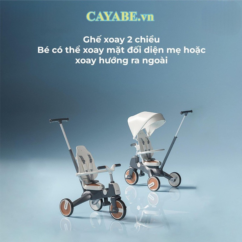 Xe đạp 3 bánh cho bé có cần đẩy, 2 chiều/ xe chòi chân/ xe cân bằng trẻ em Playkids S03 siêu nhẹ gấp gọn 4 in 1, mái che