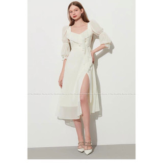 đầm thiết kế xẻ tà tay lửng bo chun bigsize ( thời trang vicky.g anitagreen) N923