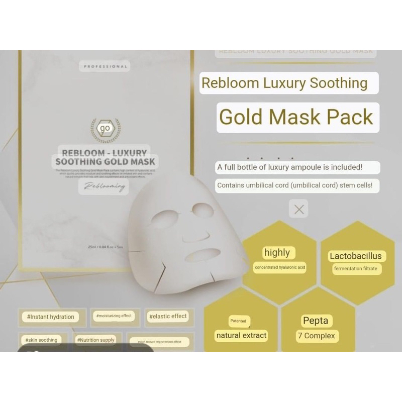 MẶT NẠ Rebloom Luxury Soothing Gold Mask / TÁI SINH LÀN DA