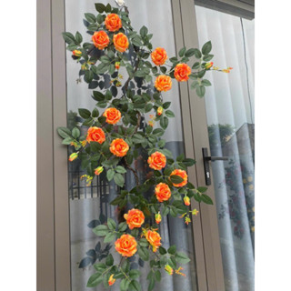 Dây Hoa Hồng  cổ Gai Leo Cao Cấp- Dây hoa giả cao cấp 1m7 Cây Hồng Gai Leo Cao Cấp- cao cấp 1m