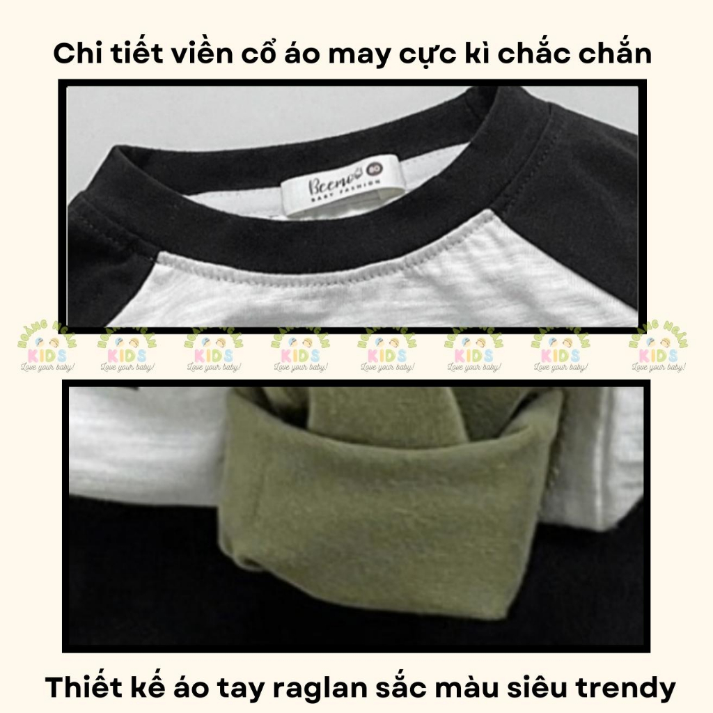 Áo phông dài tay in hoạ tiết cho bé, áo thun thu đông cotton tay phối Beemo