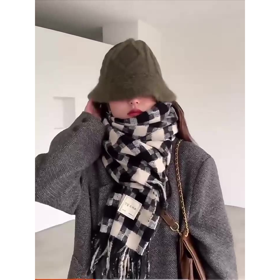 Khăn choàng len lông cừu mã K60 Khăn cashmere khăn quàng cổ len nữ mùa đông dày mịn ấm áp dành cho nam nữ