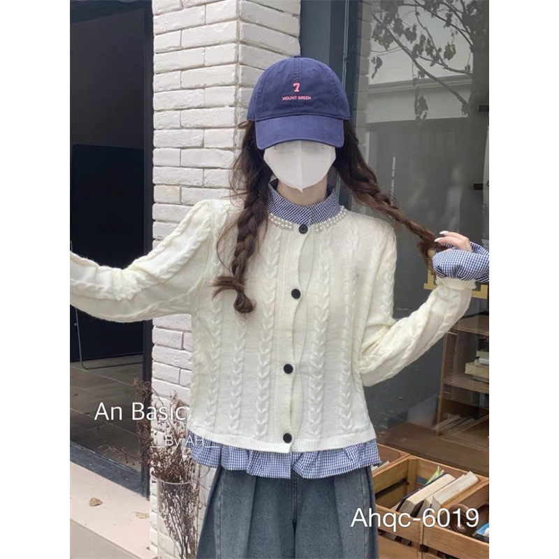 Áo Khoác cardigan phối Kẻ Sọc Ngọc  Thời Trang Mùa Thu 2023 Mới Cho Nữ