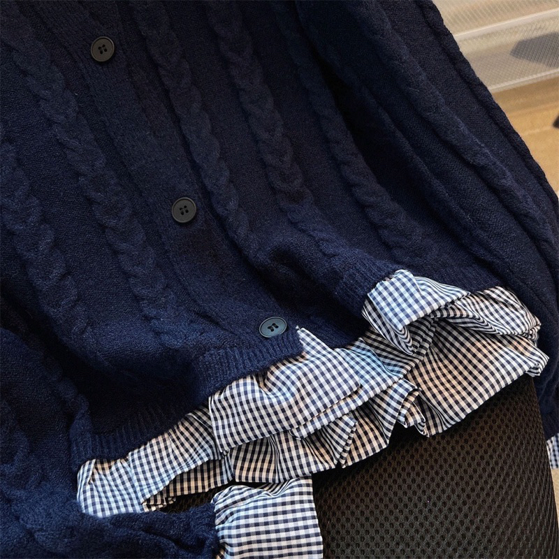 Áo Khoác cardigan phối Kẻ Sọc Ngọc  Thời Trang Mùa Thu 2023 Mới Cho Nữ