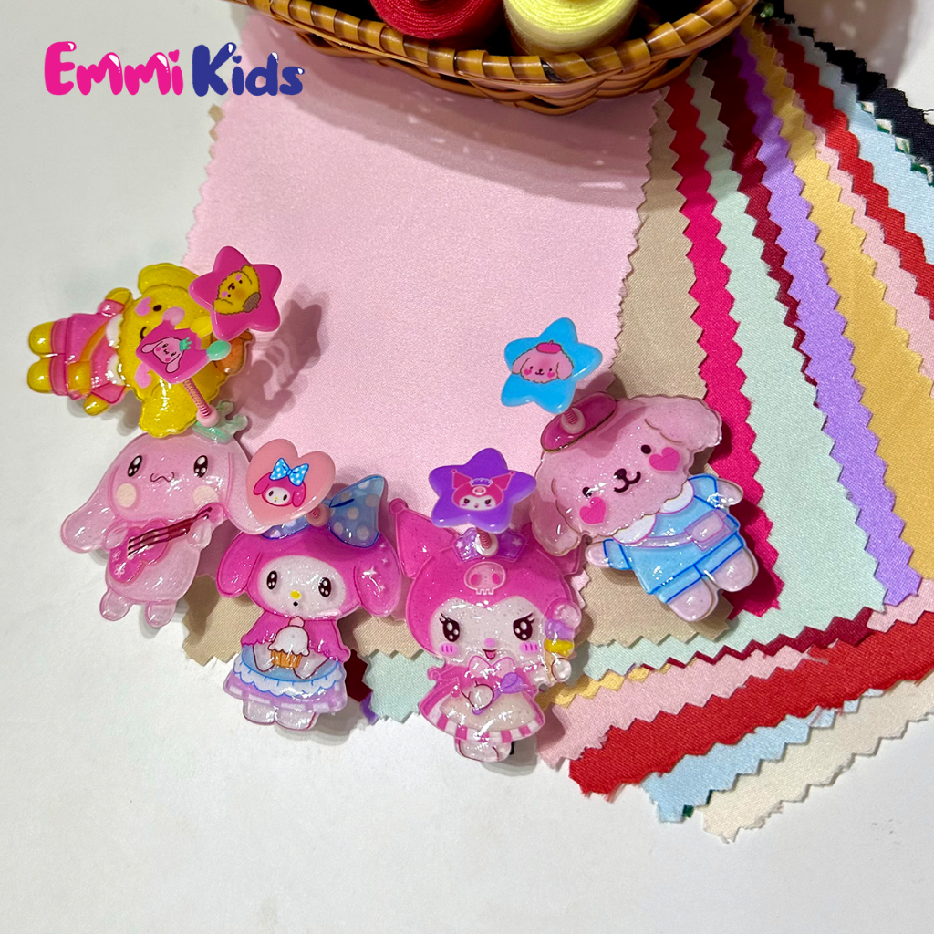 A93 Váy bé gái tầng, chất tơ xốp EMMIKIDS, Đầm trẻ em kèm kẹp tóc cute