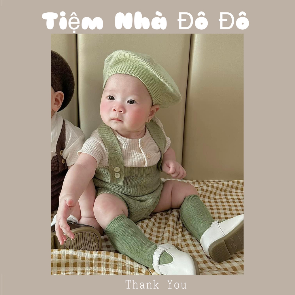 Quần yếm len Hàn Quốc thu dông sơ sinh cho bé gái bé trai từ 5 tới 15kg