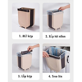 Thùng Rác Mini Gấp Gọn Thông Minh, Sọt Rác Gấp Gọn Size Lớn Treo Tủ Bếp Tiết Kiệm Diện Tích