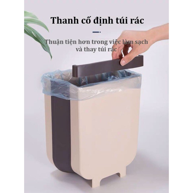 Thùng Rác Mini Gấp Gọn Thông Minh, Sọt Rác Gấp Gọn Size Lớn Treo Tủ Bếp Tiết Kiệm Diện Tích