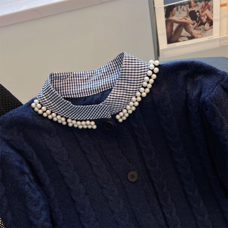 Áo Khoác cardigan phối Kẻ Sọc Ngọc  Thời Trang Mùa Thu 2023 Mới Cho Nữ