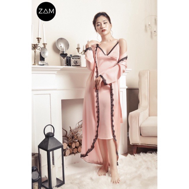Pass áo choàng ngủ lụa Zam luxury M newtag