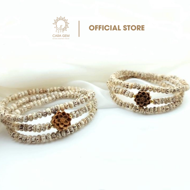 Chuỗi bồ đề tinh nguyệt mix hoa sen trầm hương mang lại bình yên, may mắn hợp ngũ mệnh CARA GEM CR70
