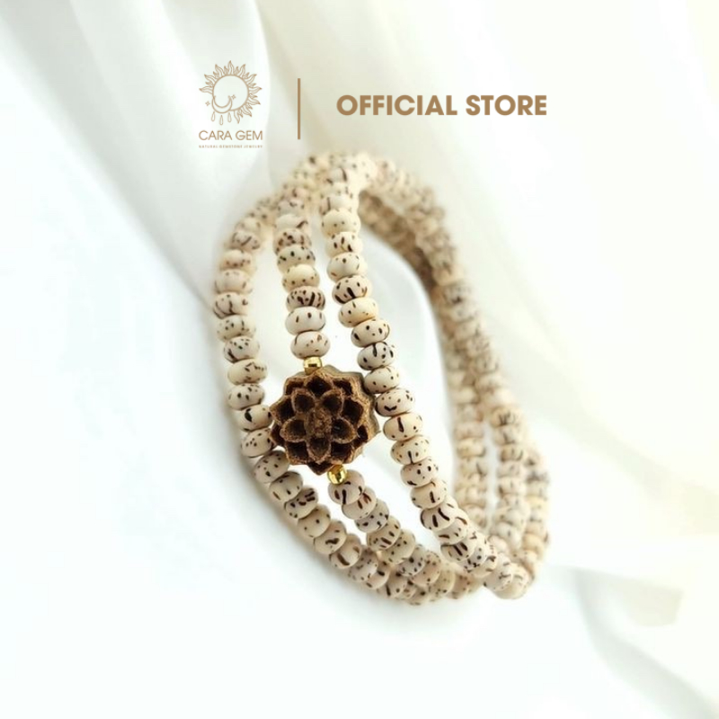 Chuỗi bồ đề tinh nguyệt mix hoa sen trầm hương mang lại bình yên, may mắn hợp ngũ mệnh CARA GEM CR70