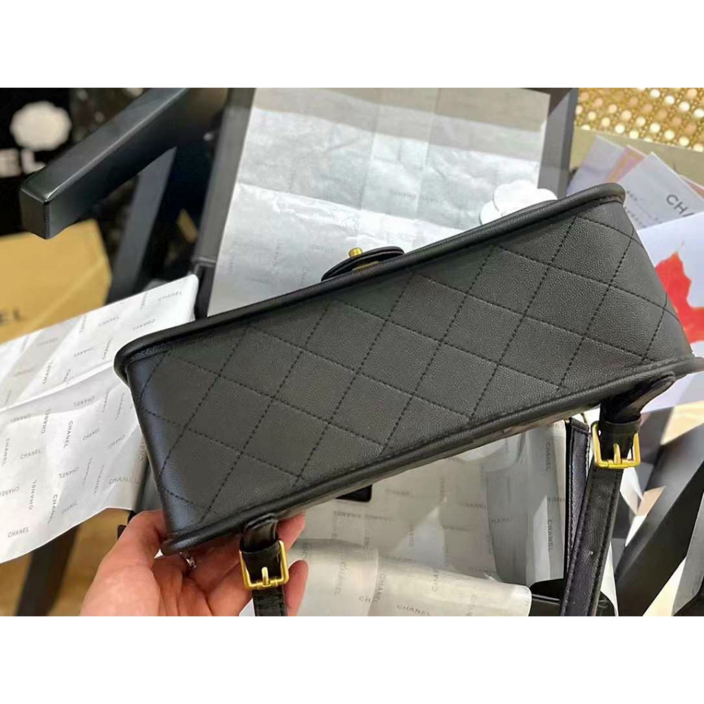 Balo đeo chéo cầm tay ô trám da bóng nữ size 30 vừa laptop 11 inch Cha nel supuer fullbox Smano bags hỏa tốc